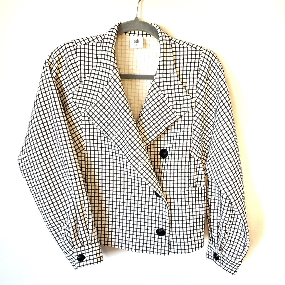 CAbi Asymmetric Windowpane Check Blazer